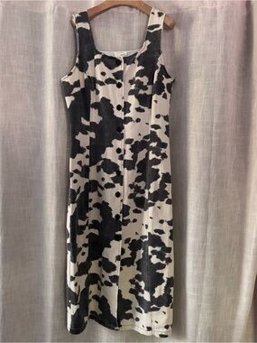 Sunday Edition black and white cow print denim midi dress size large